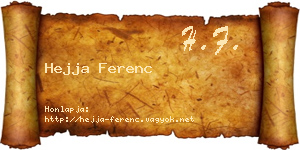 Hejja Ferenc névjegykártya